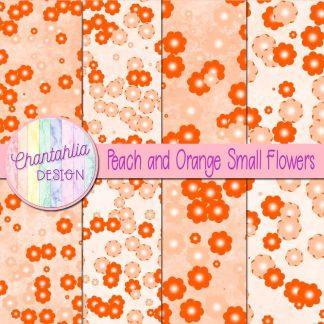 Free peach and orange small flowers digital papers