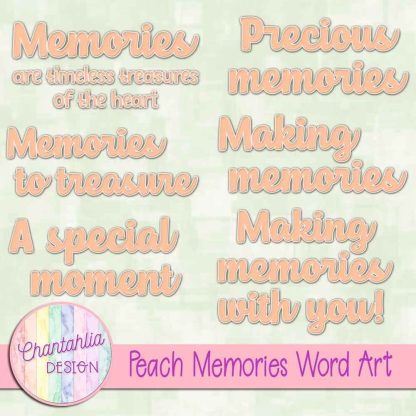 Free peach memories word art