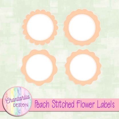 Free peach stitched flower labels
