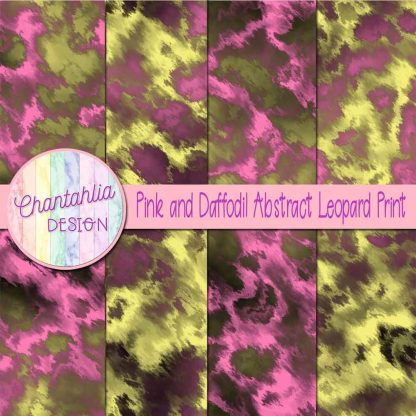 Free pink and daffodil abstract leopard print digital papers