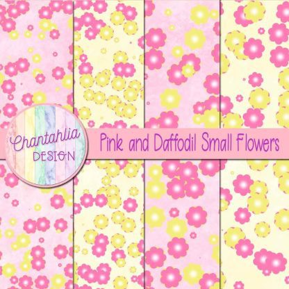 Free pink and daffodil small flowers digital papers
