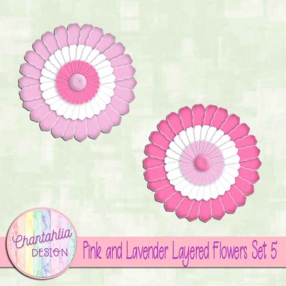 Free pink and lavender layered paper flowers set 5