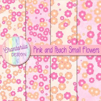 Free pink and peach small flowers digital papers