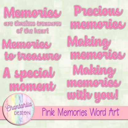 Free pink memories word art