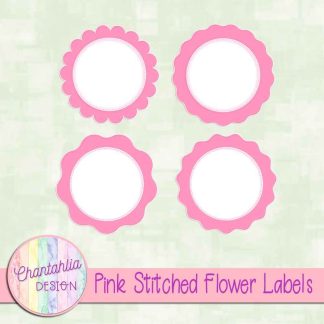 Free pink stitched flower labels