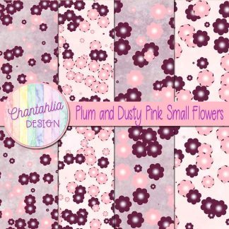 Free plum and dusty pink small flowers digital papers