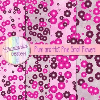 Free plum and hot pink small flowers digital papers