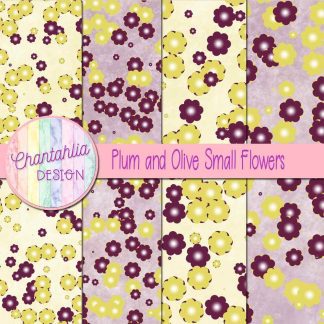 Free plum and olive small flowers digital papers