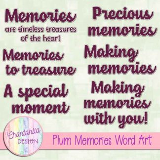 Free plum memories word art
