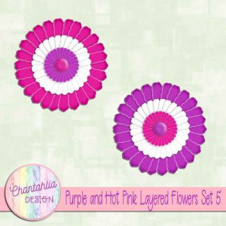 Free purple and hot pink layered paper flowers set 5