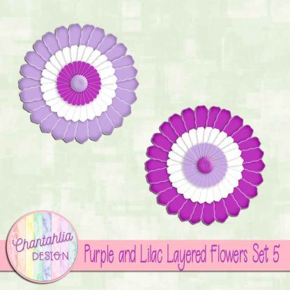 Free purple and lilac layered paper flowers set 5