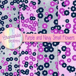 Free purple and navy small flowers digital papers