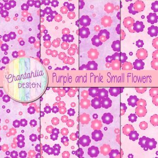 Free purple and pink small flowers digital papers