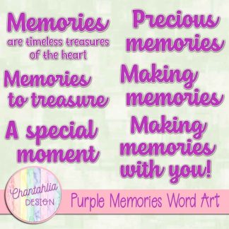 Free purple memories word art