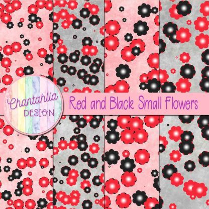 Free red and black small flowers digital papers