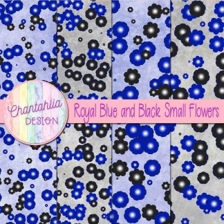 Free royal blue and black small flowers digital papers