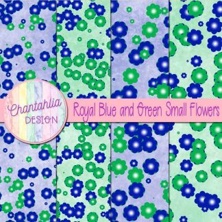 Free royal blue and green small flowers digital papers