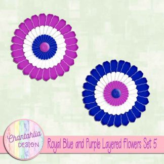 Free royal blue and purple layered paper flowers set 5