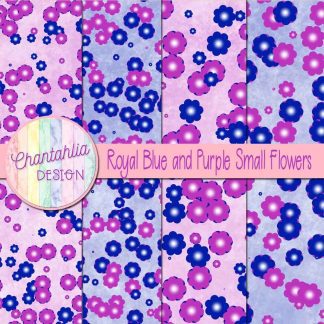 Free royal blue and purple small flowers digital papers