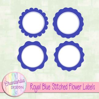 Free royal blue stitched flower labels