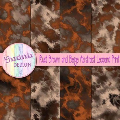 Free rust brown and beige abstract leopard print digital papers