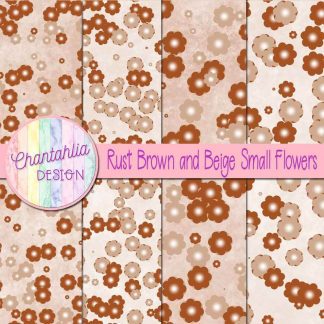 Free rust brown and beige small flowers digital papers