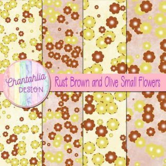 Free rust brown and olive small flowers digital papers