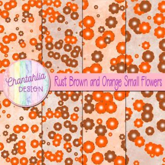 Free rust brown and orange small flowers digital papers