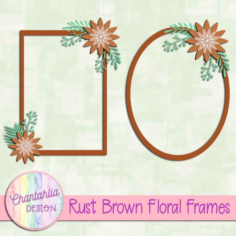 Free Floral Frames in Rust Brown
