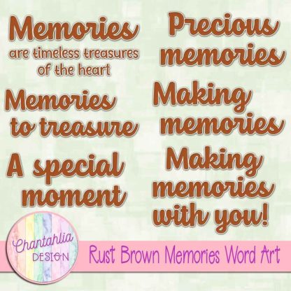 Free rust brown memories word art