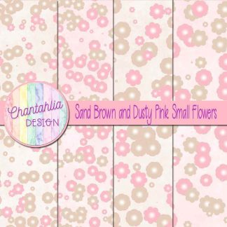 Free sand brown and dusty pink small flowers digital papers