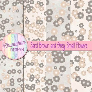 Free sand brown and grey small flowers digital papers