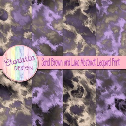 Free sand brown and lilac abstract leopard print digital papers