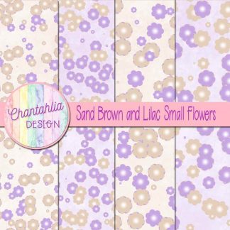 Free sand brown and lilac small flowers digital papers