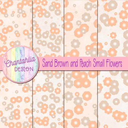 Free sand brown and peach small flowers digital papers