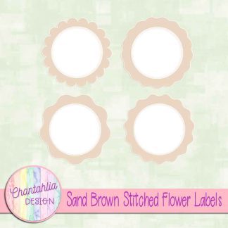 Free sand brown stitched flower labels