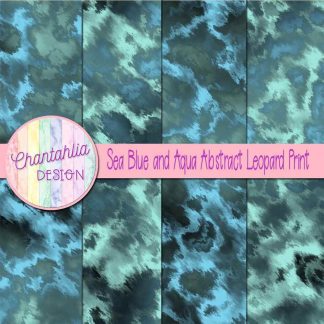 Free sea blue and aqua abstract leopard print digital papers