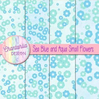 Free sea blue and aqua small flowers digital papers