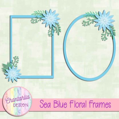 Free sea blue floral frames