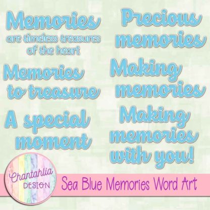 Free sea blue memories word art