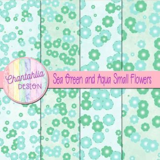 Free sea green and aqua small flowers digital papers