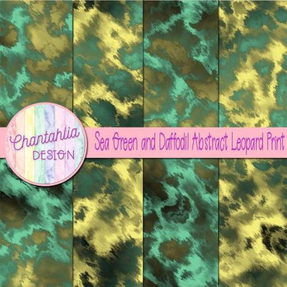 Free sea green and daffodil abstract leopard print digital papers