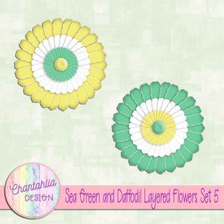 Free sea green and daffodil layered paper flowers set 5