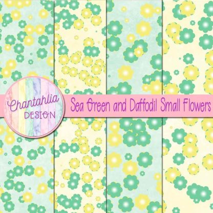 Free sea green and daffodil small flowers digital papers