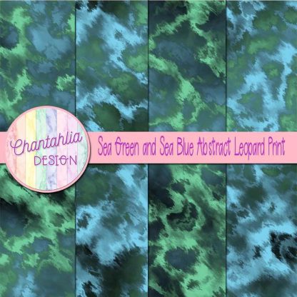 Free sea green and sea blue abstract leopard print digital papers