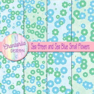 Free sea green and sea blue small flowers digital papers