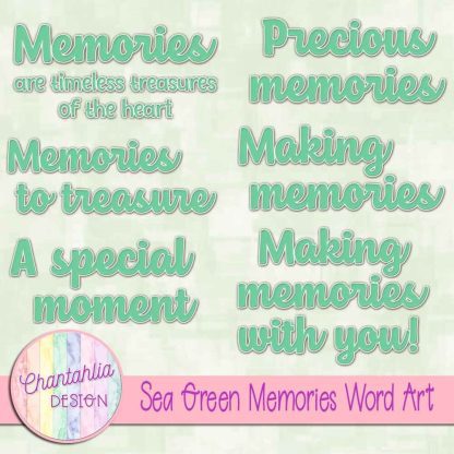 Free sea green memories word art