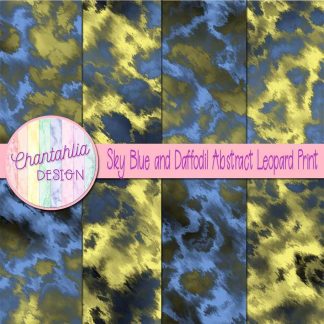 Free sky blue and daffodil abstract leopard print digital papers