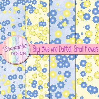 Free sky blue and daffodil small flowers digital papers