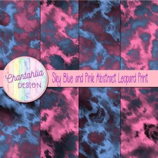 Free sky blue and pink abstract leopard print digital papers